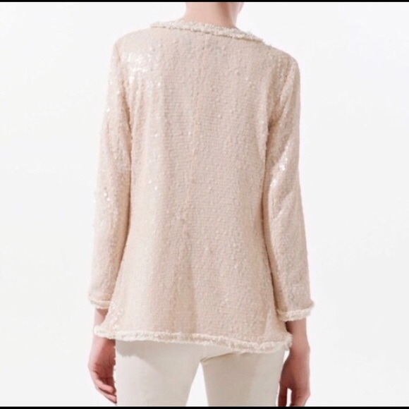 ✨❤️ZARA NWT blush/champagne sequin blazer small sparkly fun and classy!✨ - Picture 4 of 9